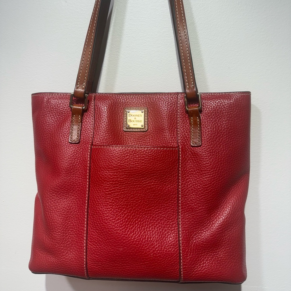 Dooney & Bourke Red Leather Handbag Excellent Condition 12” Strap Drop